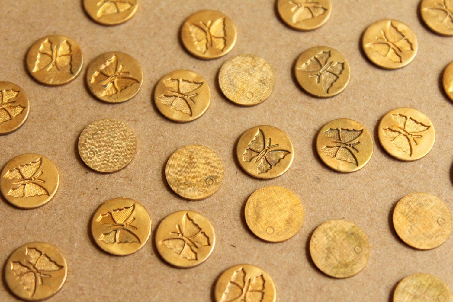 8 pc. Raw Brass Butterfly Coin Stampings: 10.5mm diameter - made in USA | RB-887
