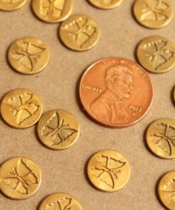8 pc. Raw Brass Butterfly Coin Stampings: 10.5mm diameter - made in USA | RB-887