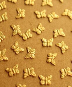 14 pc. Tiny Raw Brass Butterfly Charms: 7mm by 5mm - made in USA | RB-1318