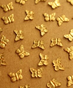 14 pc. Tiny Raw Brass Butterfly Charms: 7mm by 5mm - made in USA | RB-1318