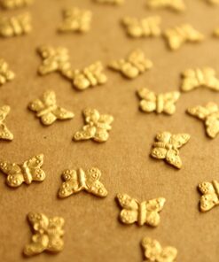 14 pc. Tiny Raw Brass Butterfly Charms: 7mm by 5mm - made in USA | RB-1318