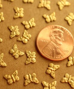 14 pc. Tiny Raw Brass Butterfly Charms: 7mm by 5mm - made in USA | RB-1318