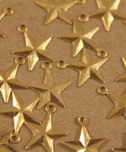 16 pc. Raw Brass Barn Stars with Loop: 11mm by 12mm - made in USA | RB-233