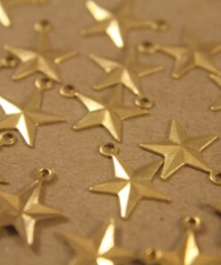 16 pc. Raw Brass Barn Stars with Loop: 11mm by 12mm - made in USA | RB-233
