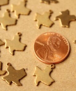 8 pc. Raw Brass Texas State Charms / Blanks: 12.5mm by 14.5mm - made in USA | RB-985