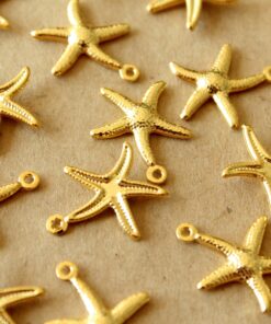 6 pc. Gold Plated Starfish Charms, 22mm x 20.5mm | MIS-217*