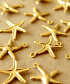 6 pc. Gold Plated Starfish Charms, 22mm x 20.5mm | MIS-217*