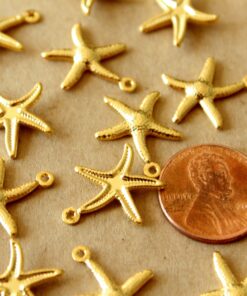 6 pc. Gold Plated Starfish Charms, 22mm x 20.5mm | MIS-217*