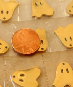 3 pc. Gold Plated Stainless Steel Ghost Charms: 17mm by 16.5mm - Spooky Scary Halloween Ghoul Spector Ghost Hunting | MIS-491
