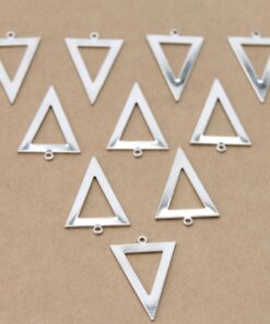 10 pc. Inverted Triangle Charms, Silver Plated, 28mm x 18mm | MIS-381*