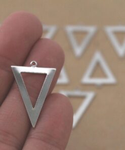 10 pc. Inverted Triangle Charms, Silver Plated, 28mm x 18mm | MIS-381*