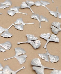 10 pc. Ginkgo Leaf Charms, Stainless Steel, 29mm x 25mm | MIS-392*
