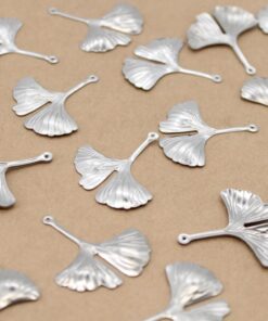10 pc. Ginkgo Leaf Charms, Stainless Steel, 29mm x 25mm | MIS-392*