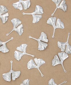 10 pc. Ginkgo Leaf Charms, Stainless Steel, 29mm x 25mm | MIS-392*