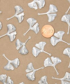 10 pc. Ginkgo Leaf Charms, Stainless Steel, 29mm x 25mm | MIS-392*