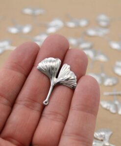 10 pc. Ginkgo Leaf Charms, Stainless Steel, 29mm x 25mm | MIS-392*