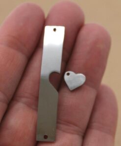 3 sets Heart and Bar Interlocking Charms, Stainless Steel, 48mm x 12.5mm | MIS-420*