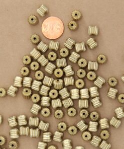 20 pc. Raw Brass Corrugated Beads, 8.5mm x 7.5mm | TMP-023