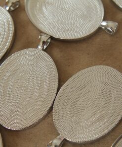 3 pc. Oval Silver Pendant Bezel Setting, 30mm x 40mm diameter | FI-064