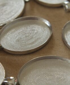 3 pc. Oval Silver Pendant Bezel Setting, 30mm x 40mm diameter | FI-064