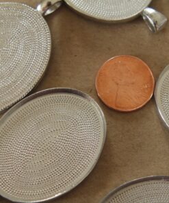 3 pc. Oval Silver Pendant Bezel Setting, 30mm x 40mm diameter | FI-064