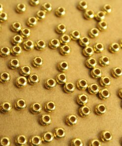 100 pc. Raw Brass Rondelle Spacer Beads, 3mm x 2mm | FI-120*