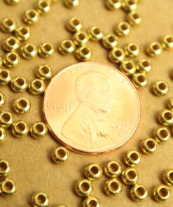100 pc. Raw Brass Rondelle Spacer Beads, 3mm x 2mm | FI-120*