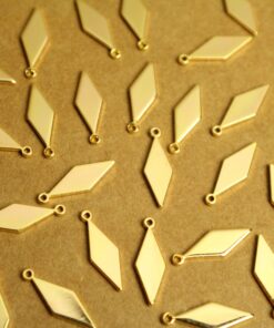6 pc. 18K Gold Plated Brass Stretched Rhombus Charms, 15.5mm by 5mm | FI-124*