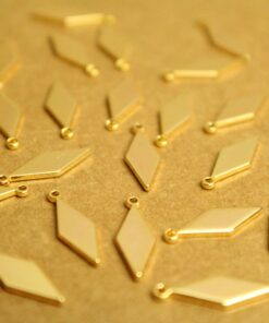 6 pc. 18K Gold Plated Brass Stretched Rhombus Charms, 15.5mm by 5mm | FI-124*