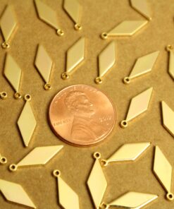 6 pc. 18K Gold Plated Brass Stretched Rhombus Charms, 15.5mm by 5mm | FI-124*