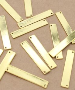 4 pc. Brass Stamping Blanks, Gold Plated 2-Hole Connectors, 35mm x 6mm | TMP-027