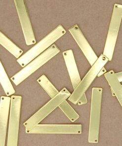 4 pc. Brass Stamping Blanks, Gold Plated 2-Hole Connectors, 35mm x 6mm | TMP-027