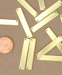 4 pc. Brass Stamping Blanks, Gold Plated 2-Hole Connectors, 35mm x 6mm | TMP-027