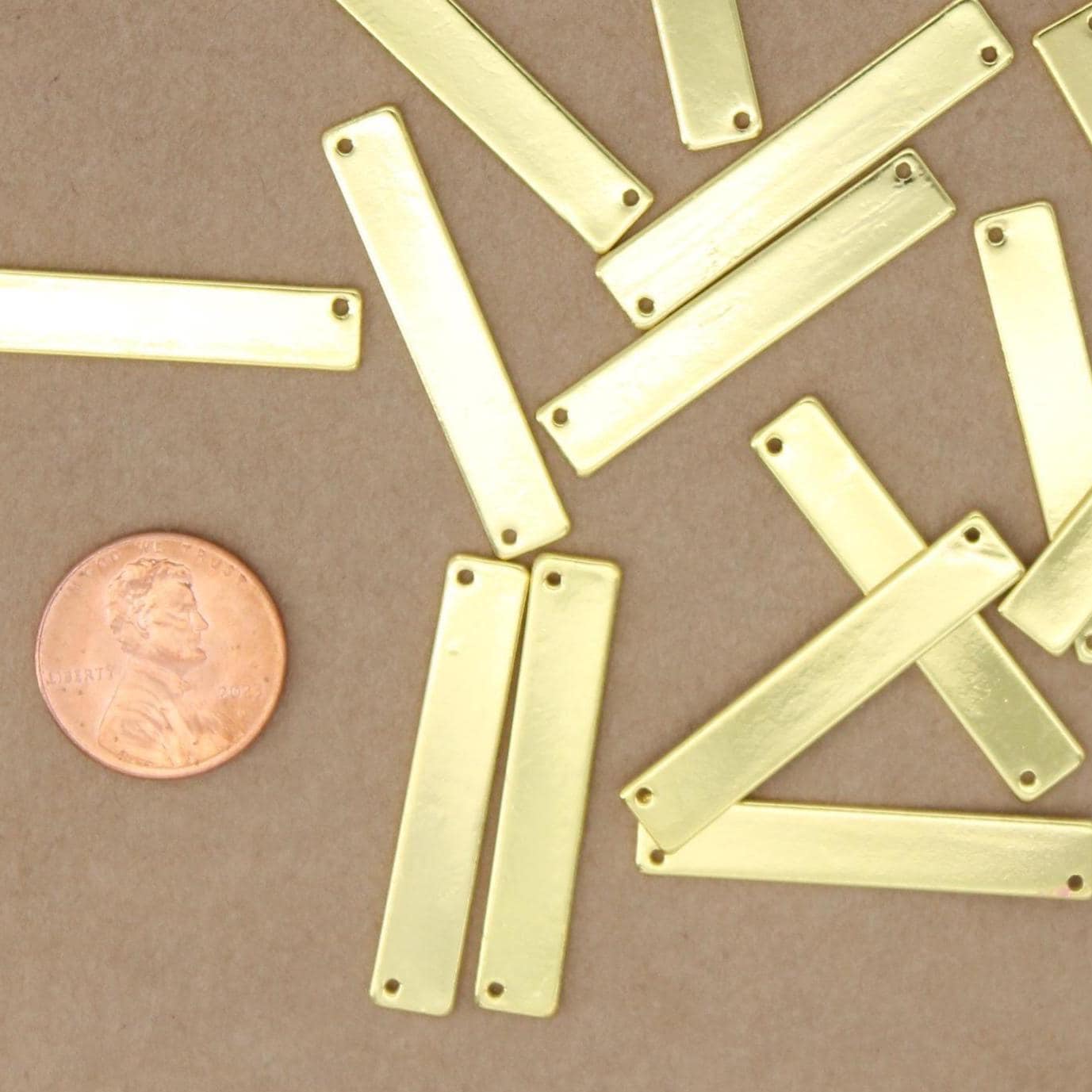 4 pc. Brass Stamping Blanks, Gold Plated 2-Hole Connectors, 35mm x 6mm | TMP-027