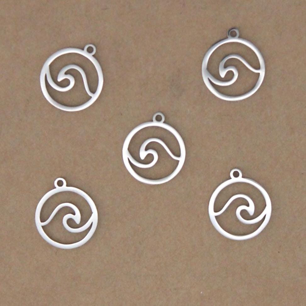 4 pc. Wave Charm, Laser Cut Stainless Steel, 14mm x 12mm | MIS-272*