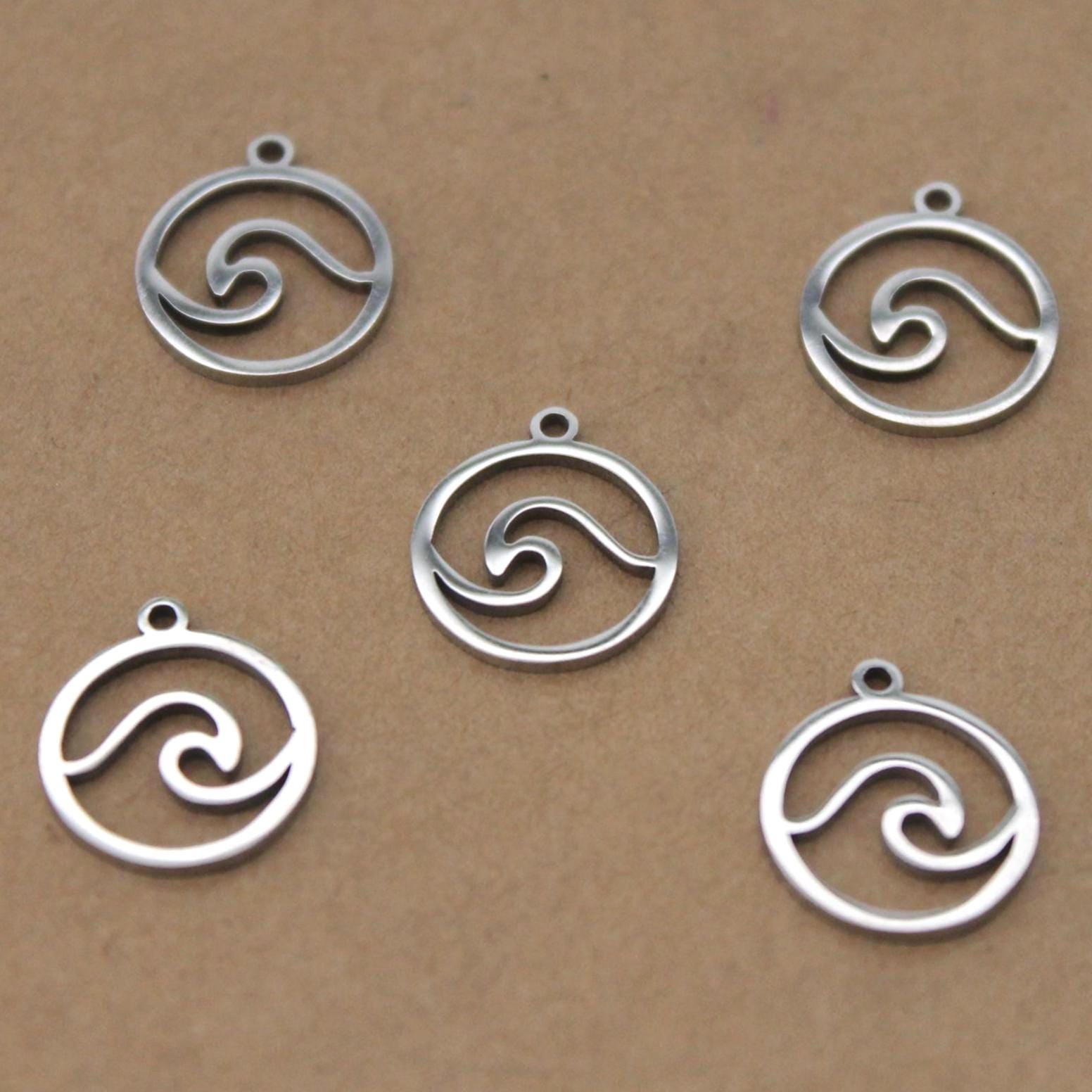 4 pc. Wave Charm, Laser Cut Stainless Steel, 14mm x 12mm | MIS-272*