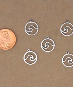 4 pc. Wave Charm, Laser Cut Stainless Steel, 14mm x 12mm | MIS-272*