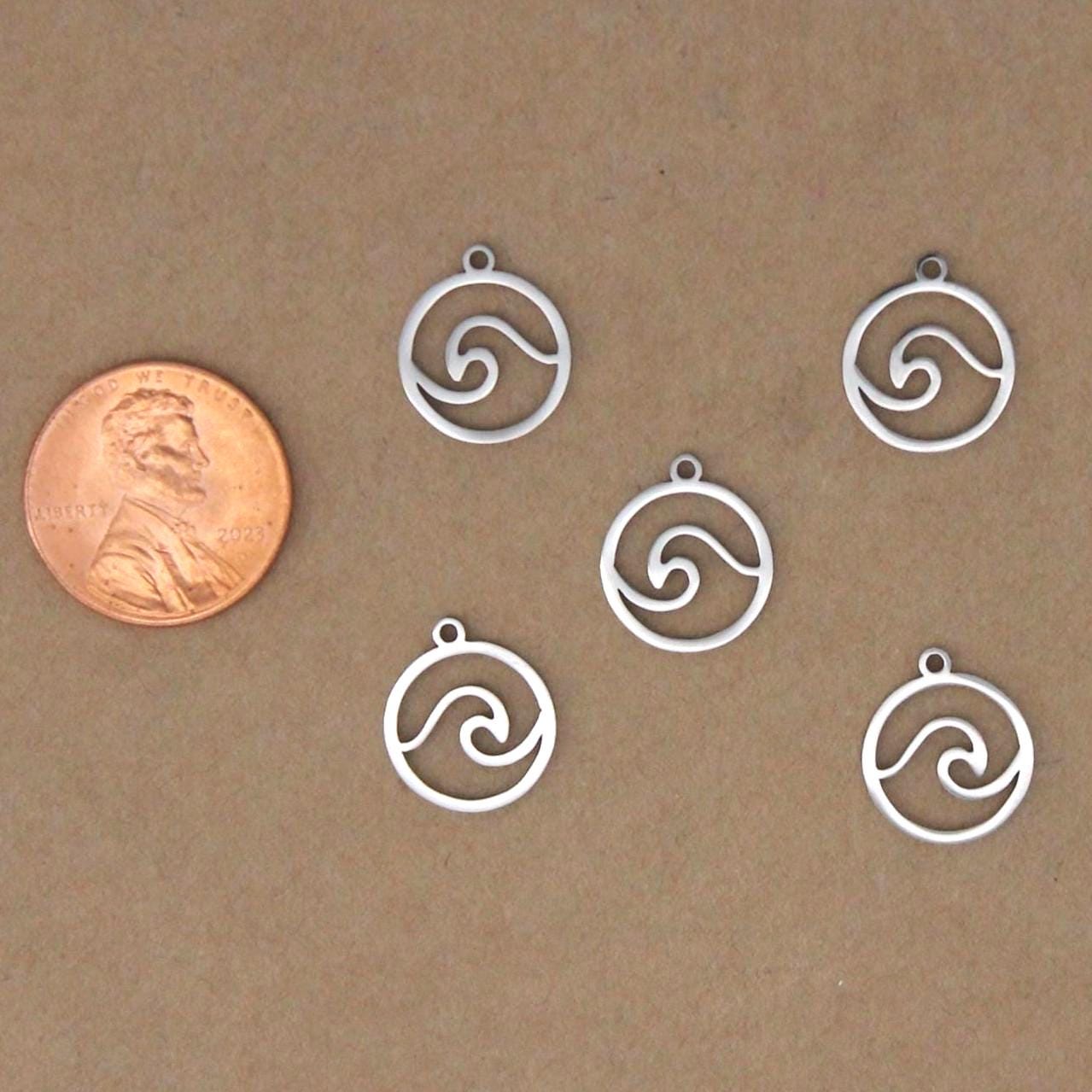 4 pc. Wave Charm, Laser Cut Stainless Steel, 14mm x 12mm | MIS-272*