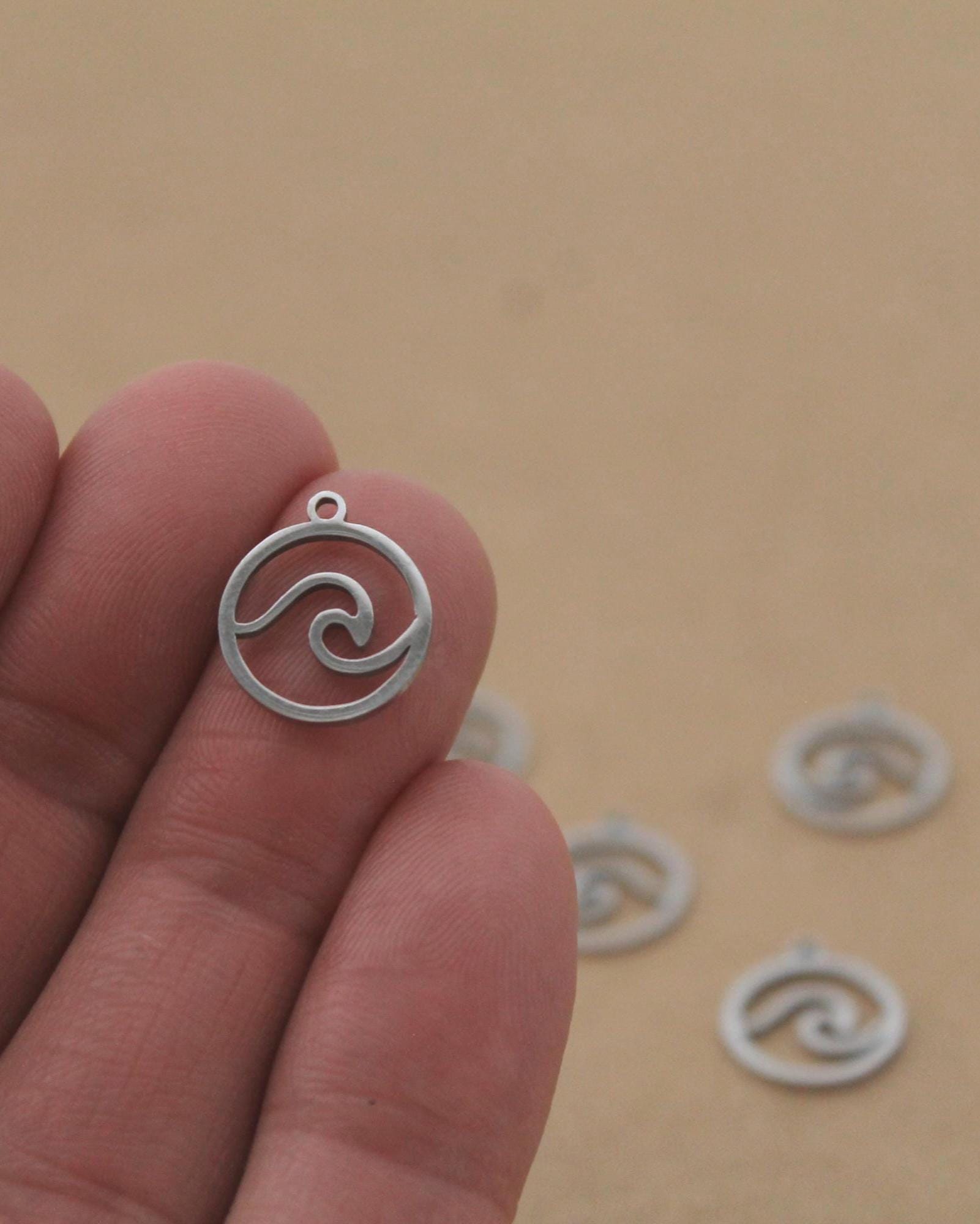 4 pc. Wave Charm, Laser Cut Stainless Steel, 14mm x 12mm | MIS-272*