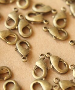 30 pc. Antiqued Brass Lobster Clasps, 7mm x 12mm | FI-149