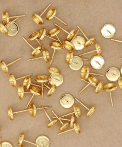 20 pc. Gold Plated Stainless Steel 6mm Ear Post Blank Cabochon Setting | MIS-152*