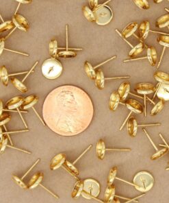 20 pc. Gold Plated Stainless Steel 6mm Ear Post Blank Cabochon Setting | MIS-152*