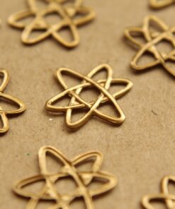 4 pc. Raw Brass Electrons Stampings: 16mm by 14mm - made in USA | RB-847