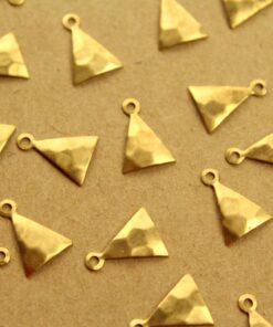 8 pc. Raw Brass Hammered Triangle Charms: 12mm by 9mm - made in USA | RB-1374