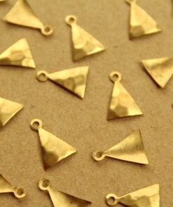 8 pc. Raw Brass Hammered Triangle Charms: 12mm by 9mm - made in USA | RB-1374