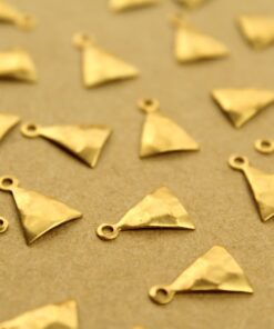 8 pc. Raw Brass Hammered Triangle Charms: 12mm by 9mm - made in USA | RB-1374