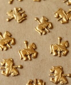 16 pc. Tiny Raw Brass Carousel Horse Stampings: 10.5mm by 11.5mm - made in USA | RB-722