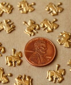 16 pc. Tiny Raw Brass Carousel Horse Stampings: 10.5mm by 11.5mm - made in USA | RB-722