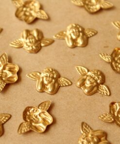 14 pc. Raw Brass Cherub / Angel Stampings: 17mm by 11mm - made in USA | RB-759
