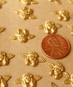 14 pc. Raw Brass Cherub / Angel Stampings: 17mm by 11mm - made in USA | RB-759